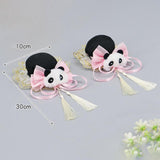Maxbell 2x Chinese Style Hair Clips Panda Barrette Hanfu Qipao Tassel Snap Hairpins Pink