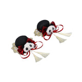Maxbell 2x Chinese Style Hair Clips Panda Barrette Hanfu Qipao Tassel Snap Hairpins Red