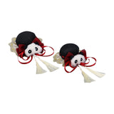 Maxbell 2x Chinese Style Hair Clips Panda Barrette Hanfu Qipao Tassel Snap Hairpins Red