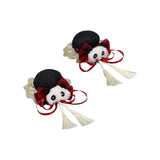 Maxbell 2x Chinese Style Hair Clips Panda Barrette Hanfu Qipao Tassel Snap Hairpins Red
