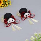 Maxbell 2x Chinese Style Hair Clips Panda Barrette Hanfu Qipao Tassel Snap Hairpins Red
