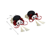 Maxbell 2x Chinese Style Hair Clips Panda Barrette Hanfu Qipao Tassel Snap Hairpins Red