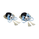 Maxbell 2x Chinese Style Hair Clips Panda Barrette Hanfu Qipao Tassel Snap Hairpins Blue