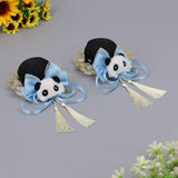 Maxbell 2x Chinese Style Hair Clips Panda Barrette Hanfu Qipao Tassel Snap Hairpins Blue