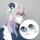 Maxbell 2x Chinese Style Hair Clips Panda Barrette Hanfu Qipao Tassel Snap Hairpins Blue