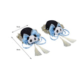 Maxbell 2x Chinese Style Hair Clips Panda Barrette Hanfu Qipao Tassel Snap Hairpins Blue