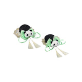 Maxbell 2x Chinese Style Hair Clips Panda Barrette Hanfu Qipao Tassel Snap Hairpins Green