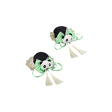Maxbell 2x Chinese Style Hair Clips Panda Barrette Hanfu Qipao Tassel Snap Hairpins Green