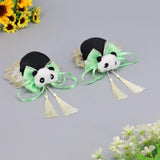 Maxbell 2x Chinese Style Hair Clips Panda Barrette Hanfu Qipao Tassel Snap Hairpins Green