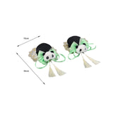 Maxbell 2x Chinese Style Hair Clips Panda Barrette Hanfu Qipao Tassel Snap Hairpins Green