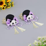 Maxbell 2x Chinese Style Hair Clips Panda Barrette Hanfu Qipao Tassel Snap Hairpins Violet