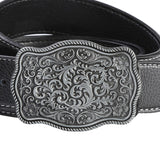 Maxbell Western Belt Floral Engraved Buckle 1-1/2"(38mm) Wide for Cowgirl Adult