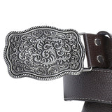 Maxbell Western Cowboy Waist Belt Metal Buckle Casual Business Dress Belt for Men