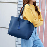 Maxbell Women PU Leather Tote Purse Set Top Handle Shoulder Hobo Bag for Girls Blue