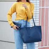 Maxbell Women PU Leather Tote Purse Set Top Handle Shoulder Hobo Bag for Girls Blue