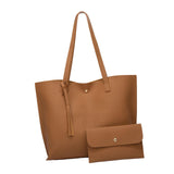 Maxbell Women PU Leather Tote Purse Set Top Handle Shoulder Hobo Bag for Girls Brown