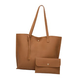 Maxbell Women PU Leather Tote Purse Set Top Handle Shoulder Hobo Bag for Girls Brown