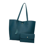 Maxbell Women PU Leather Tote Purse Set Top Handle Shoulder Hobo Bag for Girls Cyan Blue