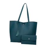 Maxbell Women PU Leather Tote Purse Set Top Handle Shoulder Hobo Bag for Girls Cyan Blue