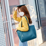 Maxbell Women PU Leather Tote Purse Set Top Handle Shoulder Hobo Bag for Girls Cyan Blue