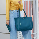 Maxbell Women PU Leather Tote Purse Set Top Handle Shoulder Hobo Bag for Girls Cyan Blue