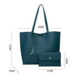 Maxbell Women PU Leather Tote Purse Set Top Handle Shoulder Hobo Bag for Girls Cyan Blue