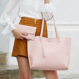 Maxbell Women PU Leather Tote Purse Set Top Handle Shoulder Hobo Bag for Girls Pink