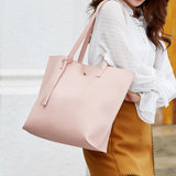 Maxbell Women PU Leather Tote Purse Set Top Handle Shoulder Hobo Bag for Girls Pink