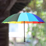 Maxbell Long Handle Umbrella Rain Umbrellas Travel Umbrella Lightweight for Climbing Colorful