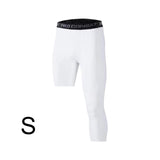 Maxbell Mens Athletic Pants Workout Leggings for Basketball Training Fitness S White Left Long