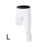 Maxbell Mens Athletic Pants Workout Leggings for Basketball Training Fitness L White Left Long