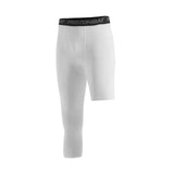 Maxbell Mens Athletic Pants Workout Leggings for Basketball Training Fitness S White Left Short