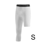 Maxbell Mens Athletic Pants Workout Leggings for Basketball Training Fitness S White Left Short