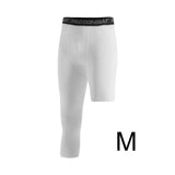 Maxbell Mens Athletic Pants Workout Leggings for Basketball Training Fitness M White Left Short