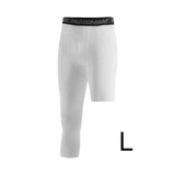 Maxbell Mens Athletic Pants Workout Leggings for Basketball Training Fitness L White Left Short