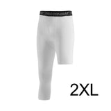 Maxbell Mens Athletic Pants Workout Leggings for Basketball Training Fitness XXL White Left Short