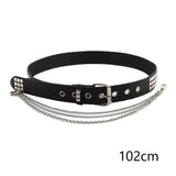 Maxbell Punk Studded Belt Rivet Belt Adjustable Eyelet Grommet Belt Fashion Design Black Size S