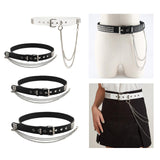 Maxbell Punk Studded Belt Rivet Belt Adjustable Eyelet Grommet Belt Fashion Design Black Size S