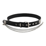 Maxbell Punk Studded Belt Rivet Belt Adjustable Eyelet Grommet Belt Fashion Design Black Size S