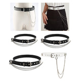 Maxbell Punk Studded Belt Rivet Belt Adjustable Eyelet Grommet Belt Fashion Design Black Size S