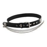 Maxbell Punk Studded Belt Rivet Belt Adjustable Eyelet Grommet Belt Fashion Design Black Size S