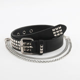Maxbell Punk Studded Belt Rivet Belt Adjustable Eyelet Grommet Belt Fashion Design Black Size S
