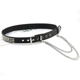 Maxbell Punk Studded Belt Rivet Belt Adjustable Eyelet Grommet Belt Fashion Design Black Size S