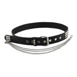 Maxbell Punk Studded Belt Rivet Belt Adjustable Eyelet Grommet Belt Fashion Design Black Size M