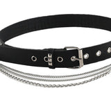 Maxbell Punk Studded Belt Rivet Belt Adjustable Eyelet Grommet Belt Fashion Design Black Size L