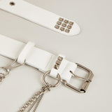 Maxbell Punk Studded Belt Rivet Belt Adjustable Eyelet Grommet Belt Fashion Design White Size S
