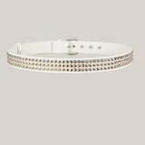 Maxbell Punk Studded Belt Rivet Belt Adjustable Eyelet Grommet Belt Fashion Design White Size S