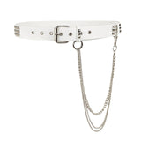 Maxbell Punk Studded Belt Rivet Belt Adjustable Eyelet Grommet Belt Fashion Design White Size S