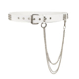 Maxbell Punk Studded Belt Rivet Belt Adjustable Eyelet Grommet Belt Fashion Design White Size S