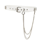 Maxbell Punk Studded Belt Rivet Belt Adjustable Eyelet Grommet Belt Fashion Design White Size S